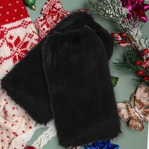 Chic Black Faux Fur Leg Warmers